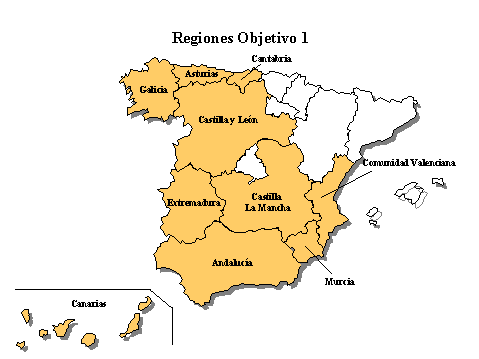 Mapa con Regiones Objetivo 1